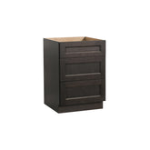 RTA Solid Wood Escada Three Drawer Base Cabinet Vintage Wood for Kitchen, Bathroom & Laundry storage